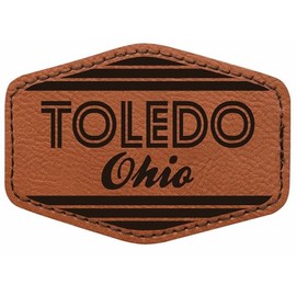 Toledo Ohio City Retro Souvenir 2x3 Hexagonal Iron-on Leatherette Patch with Adhesive Single