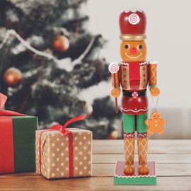 BESPORTBLE Christmas Wooden Nutcracker Gingerbread Man Handmade Wooden Nutcracker Christmas Craft Wooden Nutcracker Puppet Ornament