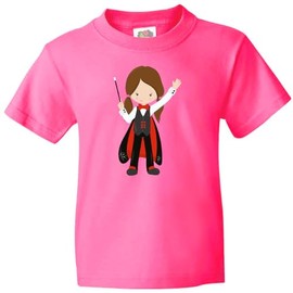 inktastic Magician Girl, Brown Hair, Magic Trick, Wand Youth T-Shirt Youth X-Small (2-4) Neon Pink 447c1