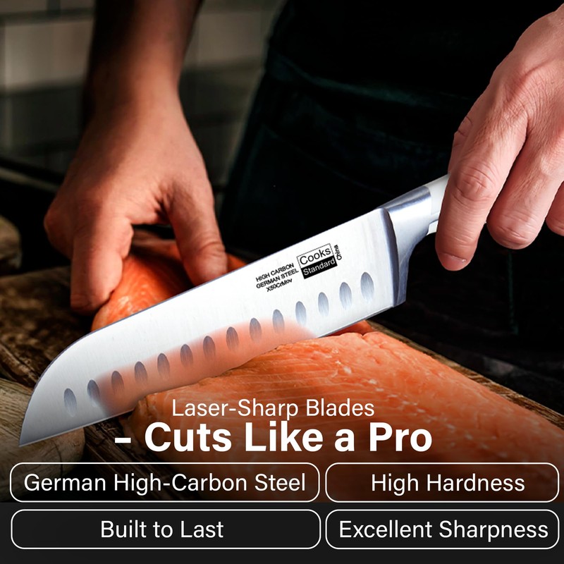 Cooks Standard Kitchen Knife Set with Block 6-Piece, Stainless Steel