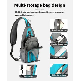 levayhill Small Crossbody Sling Backpack Hiking Casual Daypack, Adjustable Strap, Multiple Pockets for Traveling(Lake Blue)