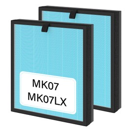 2 Pack MK07 Air Filter Replacement Compatible With Aroeve MK07 Air Puri-fier. 4-In-1 Air Filter True HEPA Filter Replacement For MK07 Air Puri-fier - Standard Version. Compare to Part MK07LX.