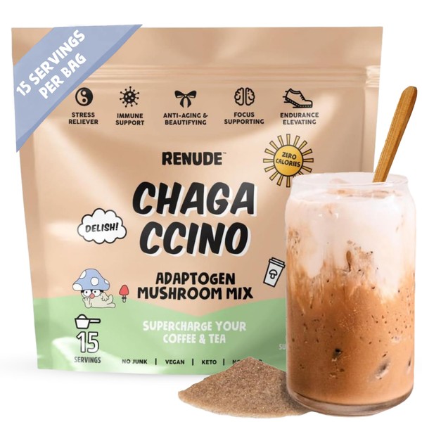 Renude Chagaccino - Chaga Mushroom Powder, Mushroom Coffee Drink Mix