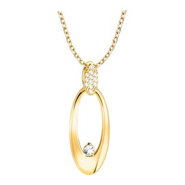 Sofia Milani - Women's Necklace 925 Silver with Zirconia Stones - Oval Pendant, Gold, Cubic Zirconia