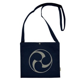 Edo-Ten Sacoche Crossbody Bag, Made in Japan, 100% Cotton, Shoulder Bag, Men's, Women's, 023 Left Three Tsuku Flesh Dark Blue