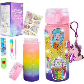 Kit de Manualidades para Niña，Kit de manualidades DIY con temática de sirena y unicornio para Niña，DIY botella de agua para pintar diamantes y pegatinas de diamantes para niños，Regalos de Manualidades para Niñas de 5 a 12 años, Cumpleaños y Navidad(Color 