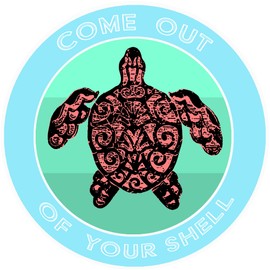 Athena Brands Tribal Turtle Come Out of Your Shell - Car Truck Window Bumper Sticker Decal - Wakeboard Blue
