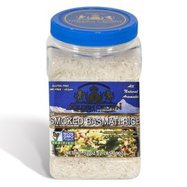 Golden Crown Smoked Basmati Rice, Premium Quality Gluten-Free & Vegan, Non-GMO Smoked Kitchen Rice, Aromatic Long-Grain Tasty & Delicious Himalayas Basmati Rice - 32 oz (2LB)