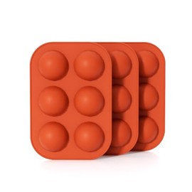 La chat 3 PCS Semi Circular Silicone Mold, Half Sphere Silicone Baking molds for Candy and chocolate, BPA Free and Non-Stick Cylinder cookie molds (6 cavity-3pack)