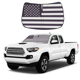 Moricere Upgrade Windshield Sun Shade with USA Flag for Toyota Tacoma 2016-2023, Foldable Windshield Sun Visor Blocks UV Rays