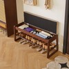 Aibiju Shoe Rack Bench with Cushion, 2 Tiers Wood Shoe
