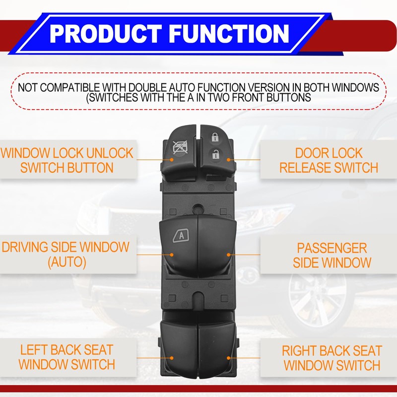 NOTISH Driver Side Master Power Window Control Switch Compatible with
