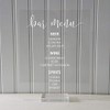 Bar Menu Sign - Wedding Reception - Clear Transparent Acrylic