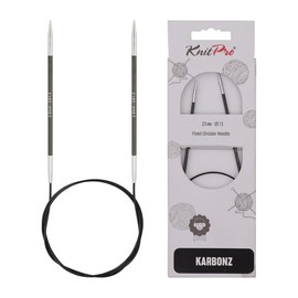 KnitPro 60 cm x 2.5 mm Karbonz Fixed Circular Needles, Black and Silver