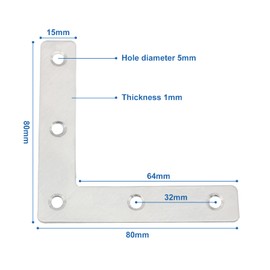 Yetaha 10pcs L Shaped Corner Brackets Stainless Steel Right Angle Flat Corner Connector with Screws 80MM*80MM 90°Metal L-Shaped Flat Bracket for Bookshelves cabinets Chairs Windows Furniture Sliver