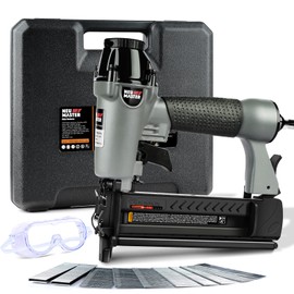 NEU Master Pneumatic Brad Nailer, 2 in 1 Nail Gun Staple Gun Fires 18 Gauge 2 Inch Brad Nails and Crown 1-5/8 inch Staples with Carrying Case and Safety Glasses (Need Air Compressor)