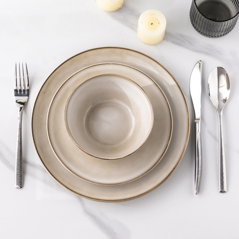 GBHOME Ceramic Dinnerware Sets for 4, 12 Pieces Stoneware Plates