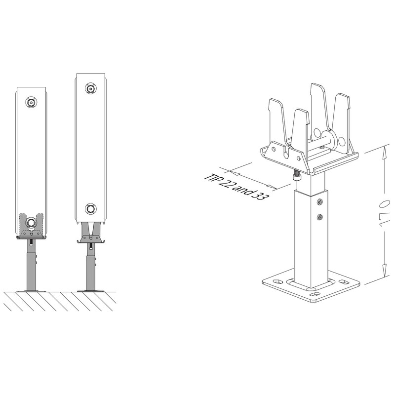 Jabema Stand console for flat radiators, distance between heating plates