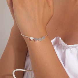 Yienate Heart Bracelet Silver Love Wrist Chain Boho Hand Chain Minimalist 4 in Love Bracelets Jewelry Gifts for Women Girls