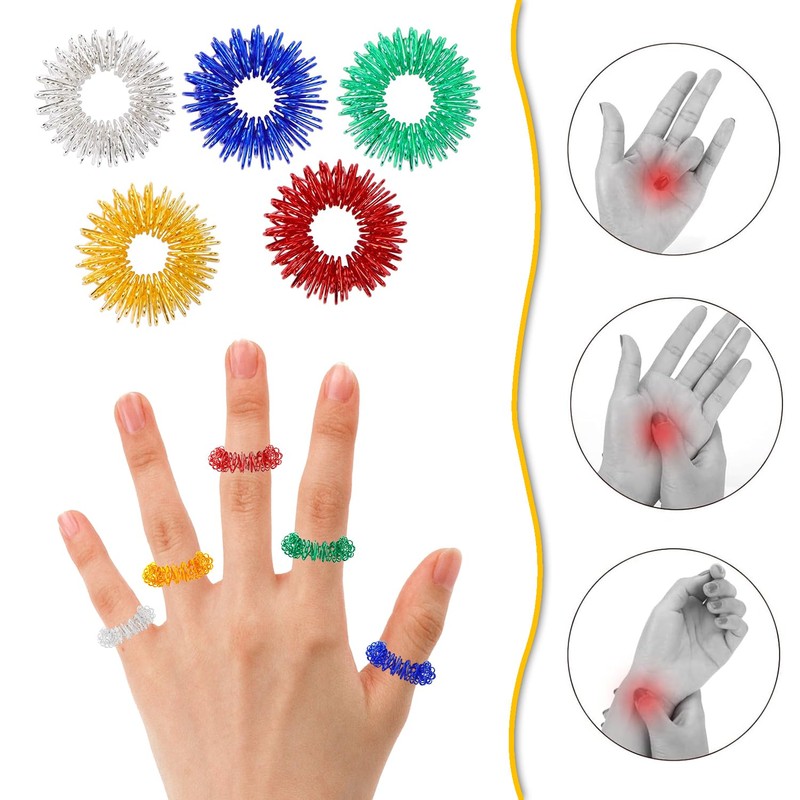 Finger Massage Ring, with Storage Bag, Acupressure Ring, Super Decompression,