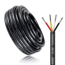 LightingWill 5 Meter 16AWG 4x1,5mm2 Elektrischer Kabel, 4 Adriges Kabel 5V/12V/24V/300V Stromkabel Verzinntes Kupferkabel, Flexibel und Weich Niedrige Impedanz Hohe Temperaturbest?ndigkeit Verl?ngerungskabel