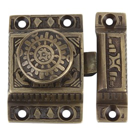 A29 Cabinet Latch, Cabinet Door Latches for Closet Kitchen Door Windsor Design, Antique Latch, Antique Brass Pulls with Latches Hardware, Solid Brass