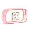 SEFORICO Teen Girl Gifts - Travel Clear Toiletry Bag Makeup Bag for Women Initial Toiletry Bag Girls Makeup Bag, Friend Brithday Gifts Bridesmaid Gifts Sister Gifts Mom Gifts Girlfriend Gifts (Pink K)