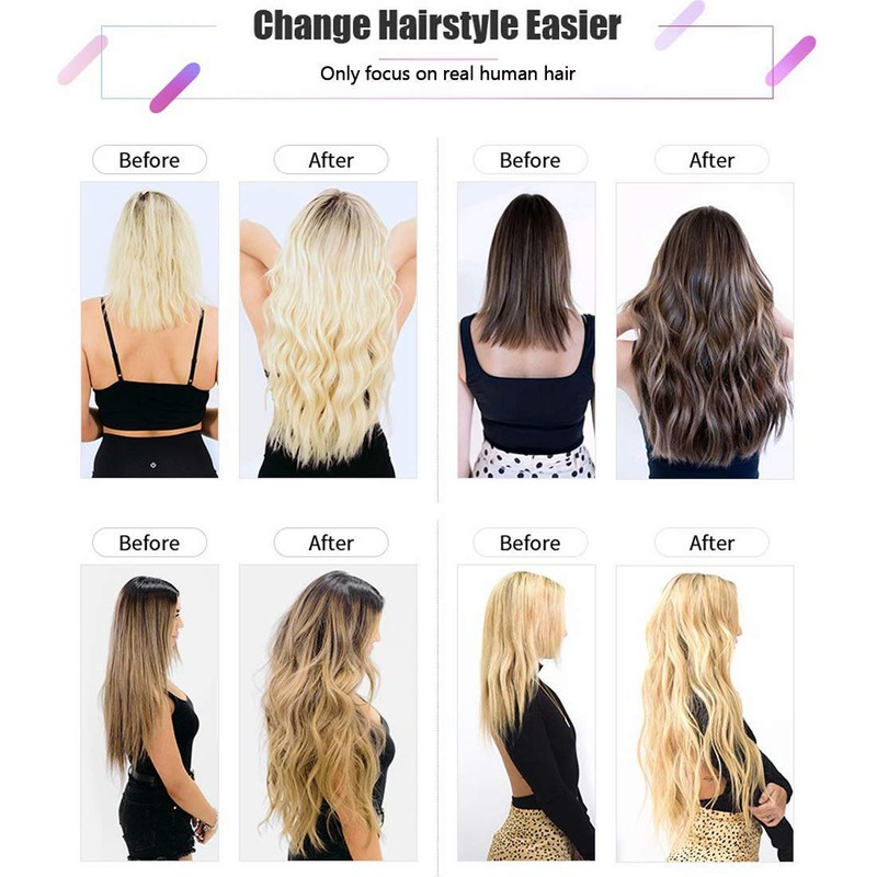 LaaVoo Remy Brown Hair Extensions Real Hair Dark Brown Extensions
