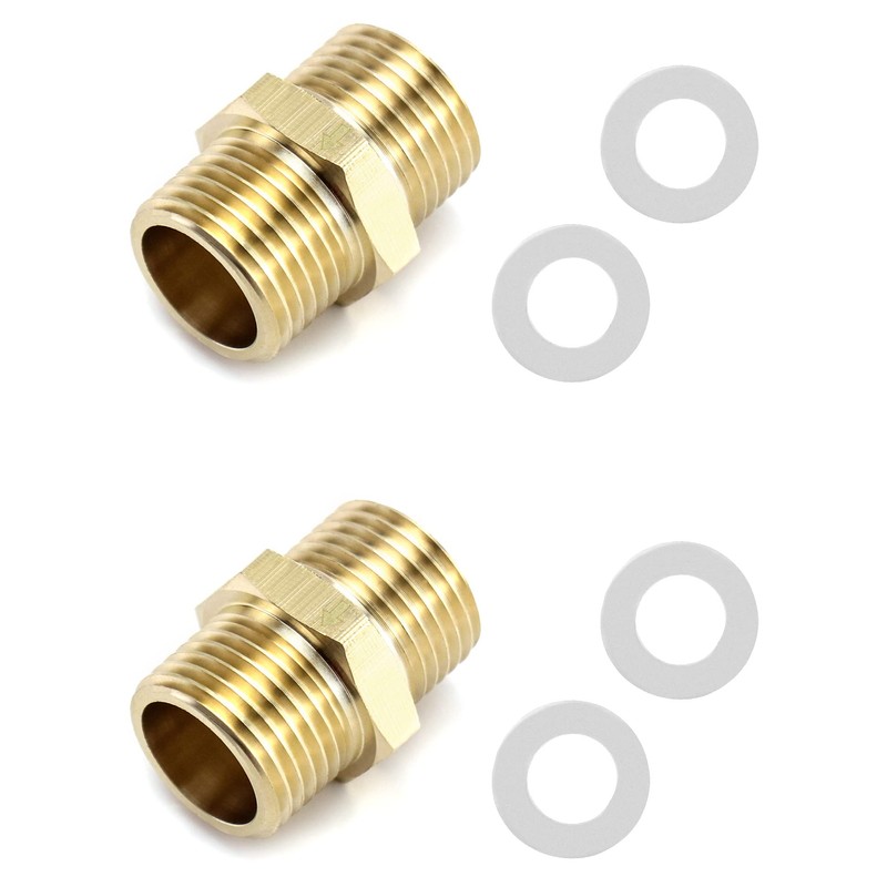 QWORK Brass One-way Check Valve, 2Pcs 1/2" Male to 1/2"