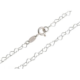 Children's Necklace Hearts Small Silver Chain 925 Silver Choice of Length 32-37 cm, Sterling Silver