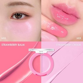 AMUSE SEOUL - Bálsamo saludable para labios y mejillas (03 FRESA) – Rubor de crema y bálsamo multiuso, textura cremosa brillante, rubor natural, 2 col