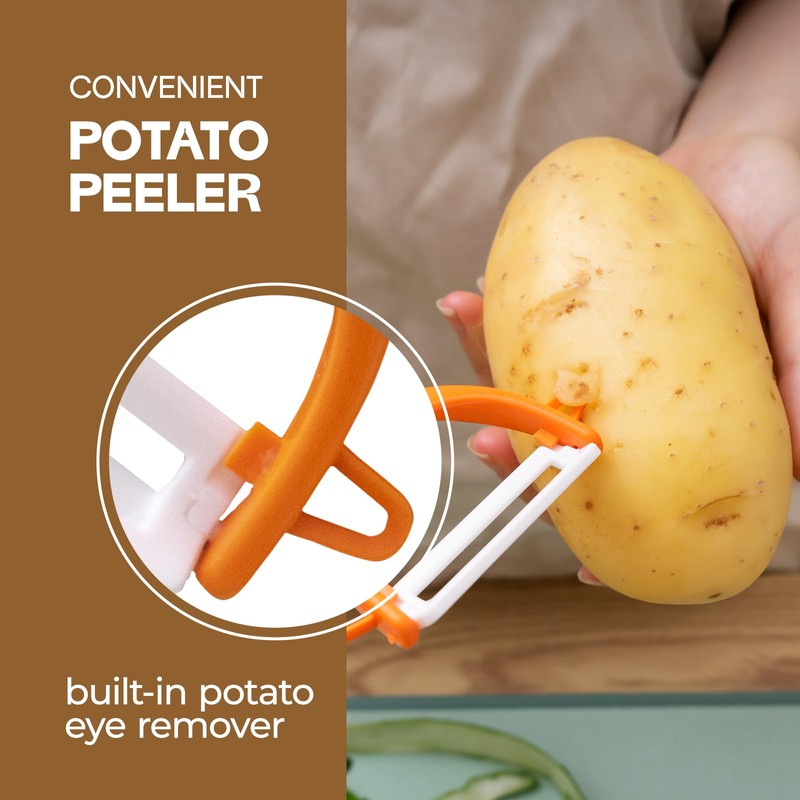 Trez Treamer 6PCS Vegetable Peeler Set with Sharp Blade,Ceramic Apple