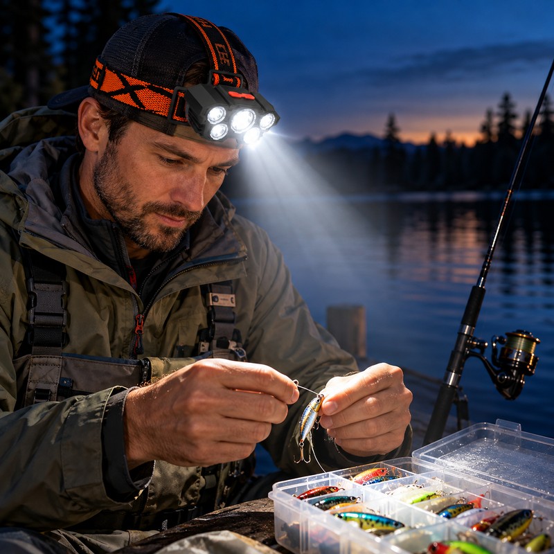 5 LED Rechargeable Headlamp, USB Charging Head Light with Adjustable