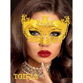 Tgirls Black Masquerade Masks Gold Costume Party Masks Simple Women Party Mask (Gold)