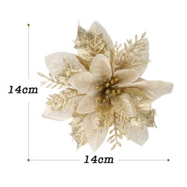 UFLF 12pcs Christmas Flowers Glitter Artificial Christmas Flowers Christmas Tree Flowers Christmas Tree Decoration Christmas Wreath Home Decoration