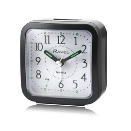 Ravel - Small Travel Alarm Clock with Snooze and Light - Analogue Quartz - RC043.3 - Black