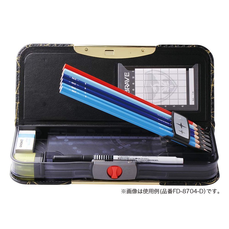 Sonic Pen Case Brave Al Lock Double-Sided Slim Polygon Black