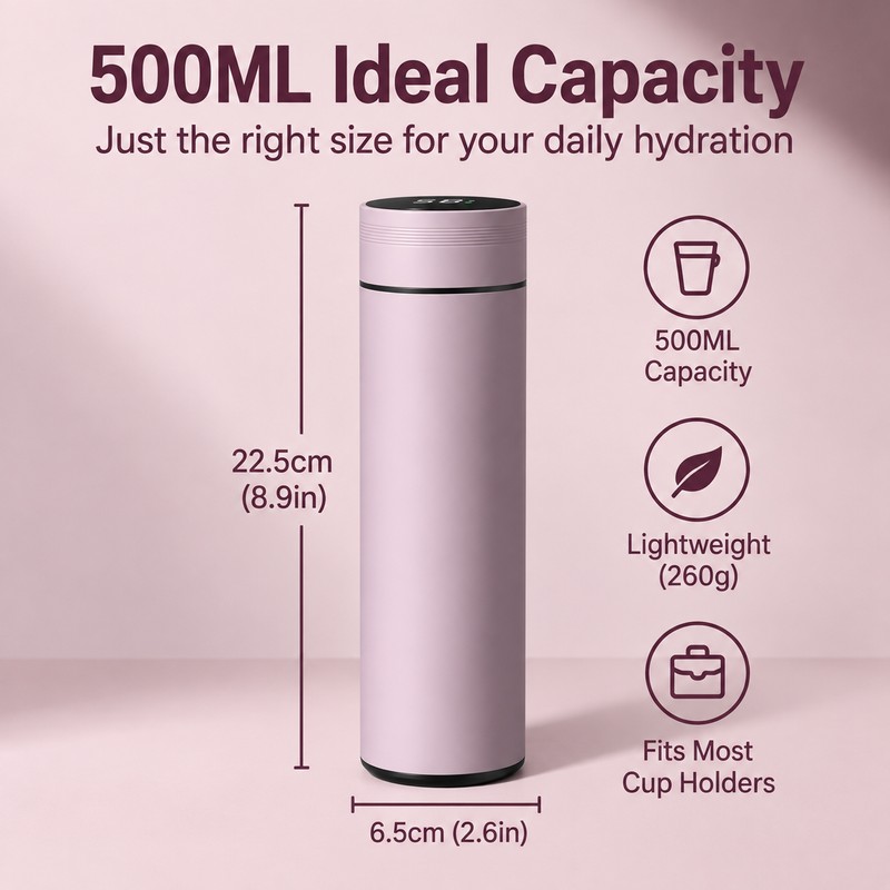 500ml Temperature Display Thermos Cup for Drinks – Stainless Steel