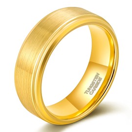SHINYSO 6mm Gold Tungsten Carbide Ring Brushed Wedding Band for Men Women Comfort Fit Size 6