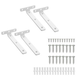 Mooche 4Pcs White Shelf Brackets, Wall Floating Shelf Brackets, Heavy-Duty Metal L-Shaped Shelf Bracket, 170MM*75MM for Shelves Support Wall Hanging Supporting Suspended Items