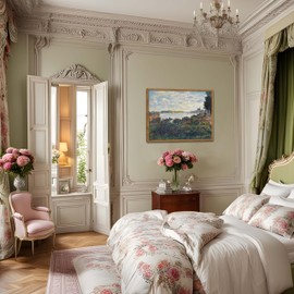 Framed Canvas Monet Wall Art, The Seine at Argenteuil Prints, Claude Monet Vintage Impressionist Landscape Painting, for Bedroom Living Room Office Wall Decor - 16"x24"