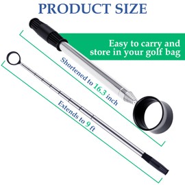 Vokvaktak 9Ft Golf Ball Retriever Telescopic, Stainless Golf Ball Retriever for Water, Golf Ball Grabber, Golf Accessories Gifts for Men Women