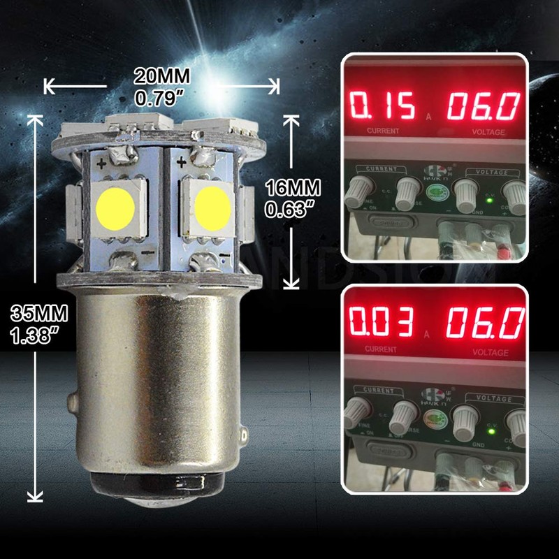 Ruiandsion 2pcs 1157 LED Bulb White 6V BAY15D 5050 12SMD