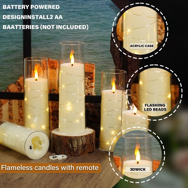 Nimiko Flickering Flameless LED Candles,Battery Operated Candles 9 Pcs with