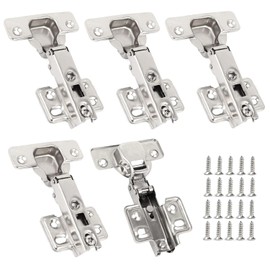 5 Pares Bisagra Bidimensional Recta 35mm Cobertura Completa 110 Grados 4 Perforaciones Puertas Gabinetes Cocina