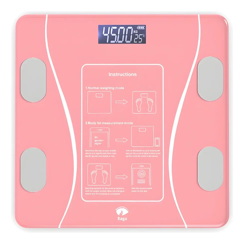Báscula Electrónica Bluetooth Digital Inteligente De Baño Color Rosa