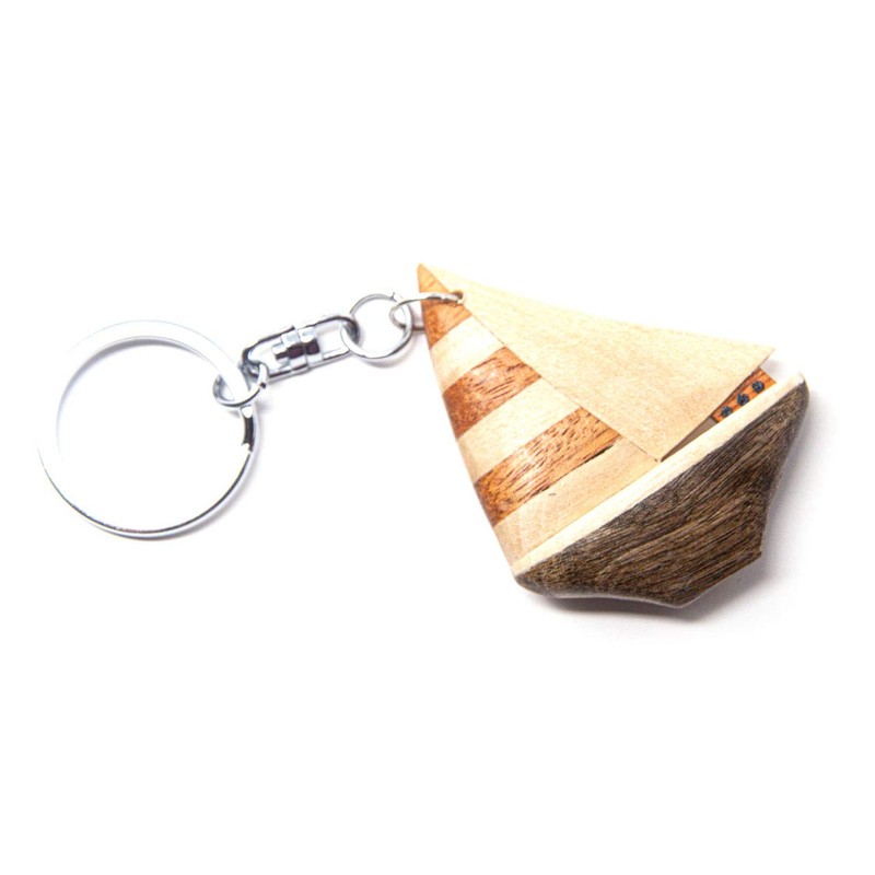 Cornelißen Sailing Boat Wooden Keyring - Brown, Nautical, Classic, Handmade,
