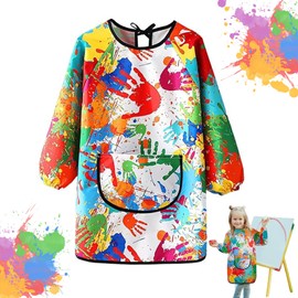 SHIQUAN Children's Painting Apron, Children's Painting Apron, Waterproof Painting Apron, Long Sleeve Painting Apron Children for 6-12 Years, Craft Apron Children for School Art Painting Cooking Food
