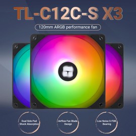 Thermalright TL-C12C-S X3 CPU Fan 120mm ARGB Case Cooler Fan, 4pin PWM Silent Computer Fan With S-FDB Bearing Included, up to 1550RPM cooling fan（3 quantities）