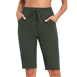 ATTRACO Swim Shorts for Women Swimwear Tummy Control Ladies Board Shorts Swimsuit Bottoms with Brief Kombu Green